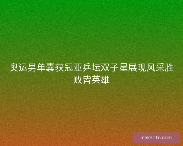 奥运男单囊获冠亚乒坛双子星展现风采胜败皆英雄