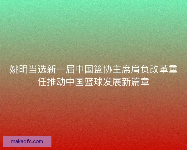 姚明当选新一届中国篮协主席肩负改革重任推动中国篮球发展新篇章