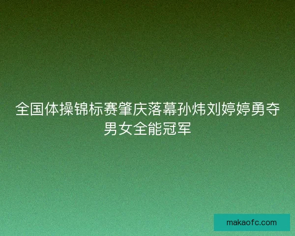 全国体操锦标赛肇庆落幕孙炜刘婷婷勇夺男女全能冠军