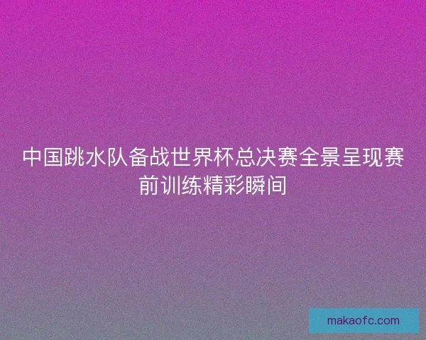 中国跳水队备战世界杯总决赛全景呈现赛前训练精彩瞬间